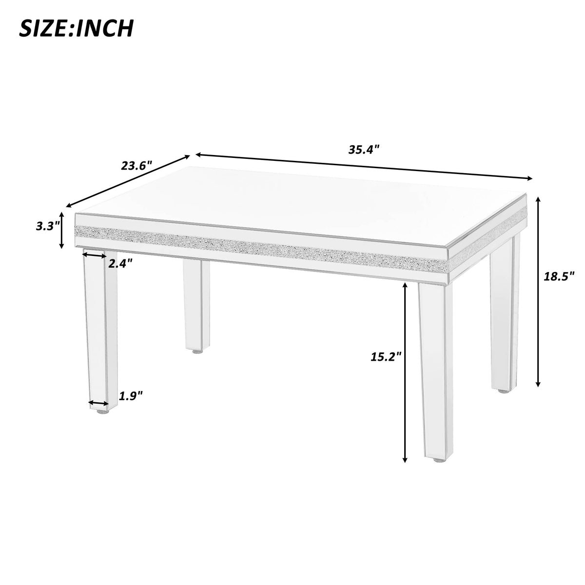 Crystal Base Coffee Table Silver