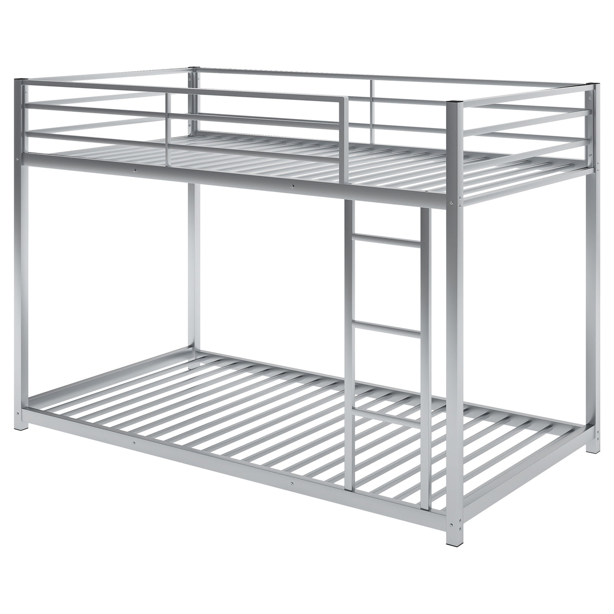 Metal Twin Bunk Bed with Ladder Silver