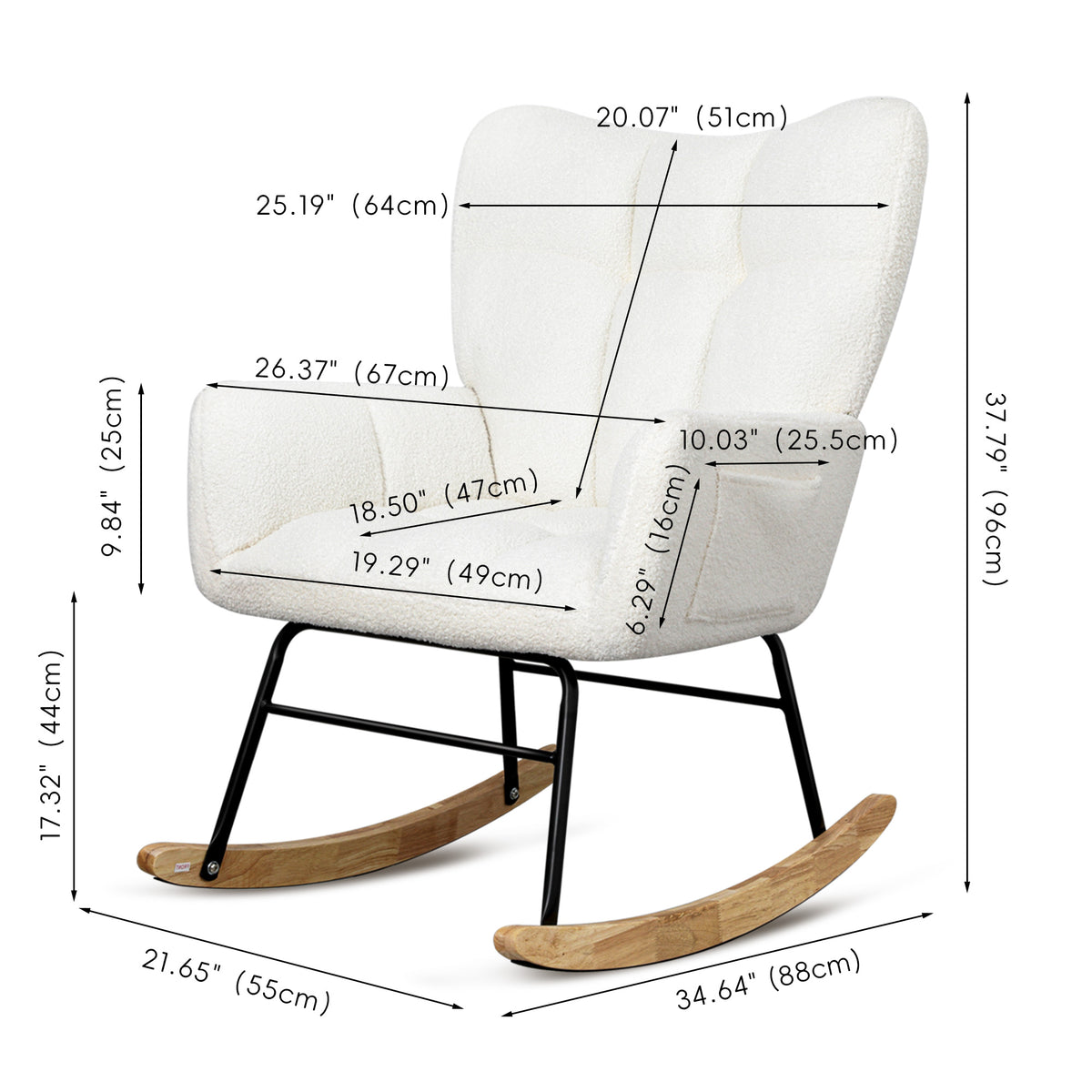 White Teddy Rocking Chair – High Back