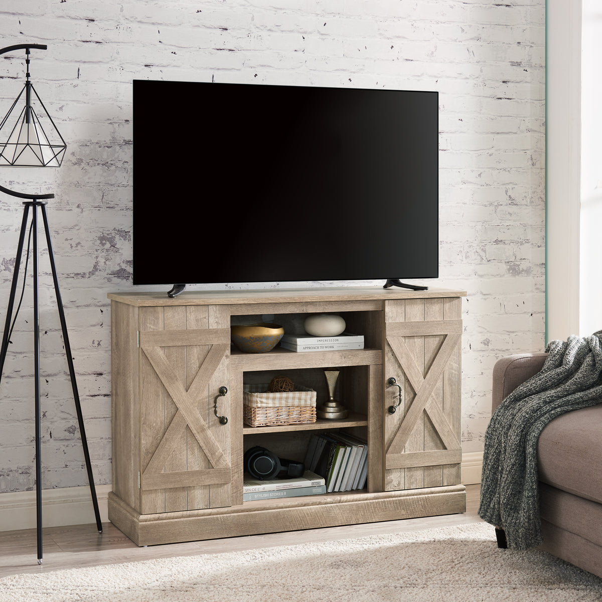 Farmhouse TV Stand Antique Finish