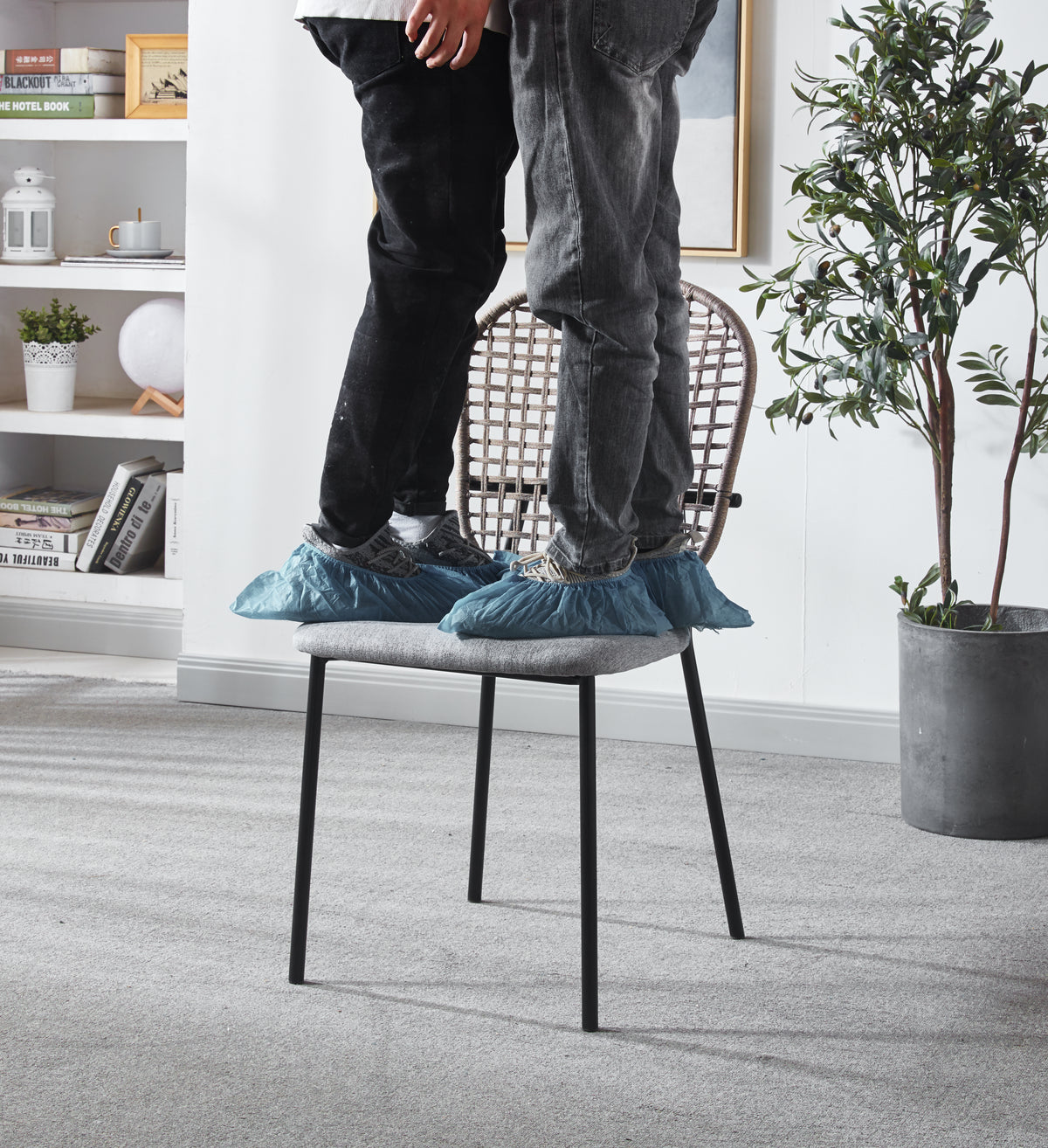 Black & Gray Woven Dining Chair Set (4 pcs)