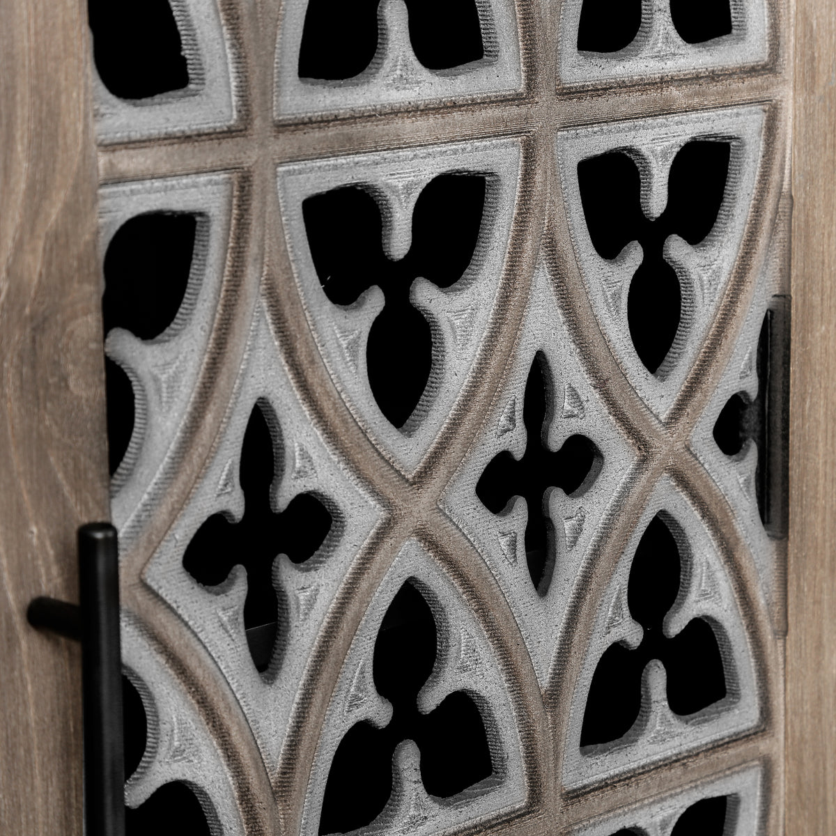 Four-Door Country Media Cabinet with Shelves Brown