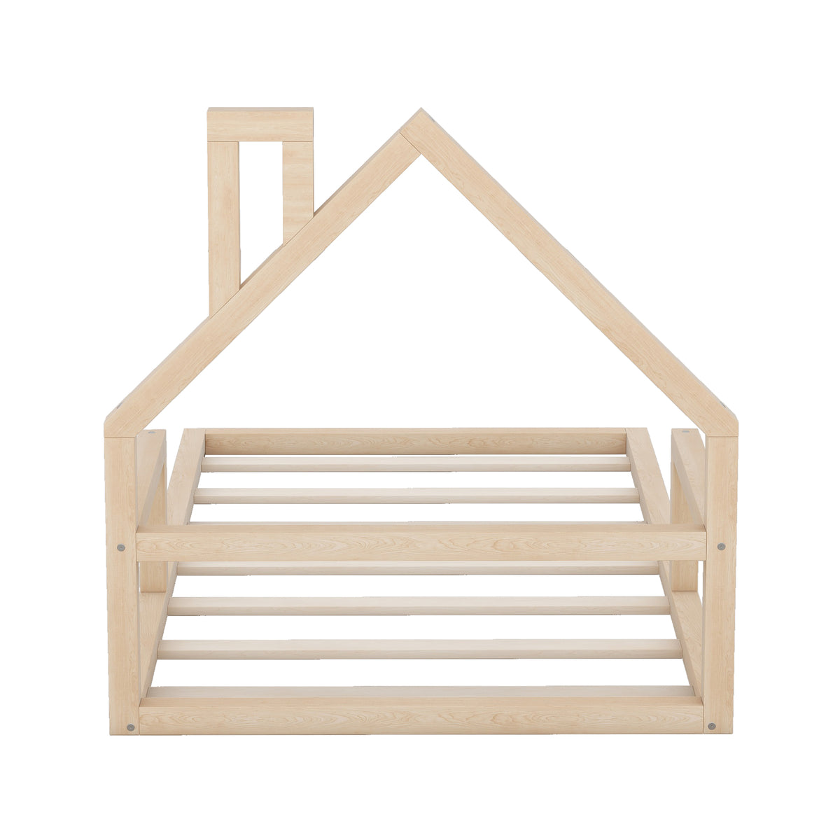 Twin Platform Bed with House Headboard Natural