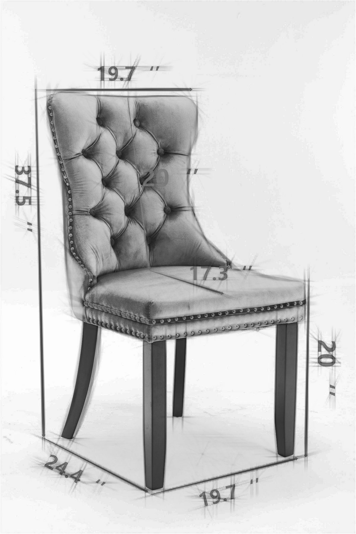 Tufted Dining Chair Set of 2 Khaki