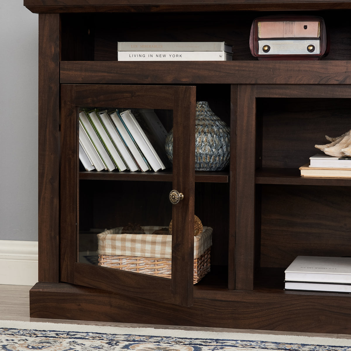 Contemporary TV Stand – Brown Finish