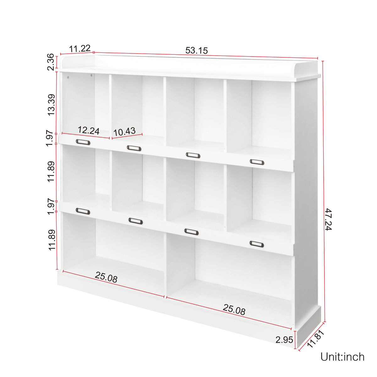 Modern 10-Shelf Bookcase White