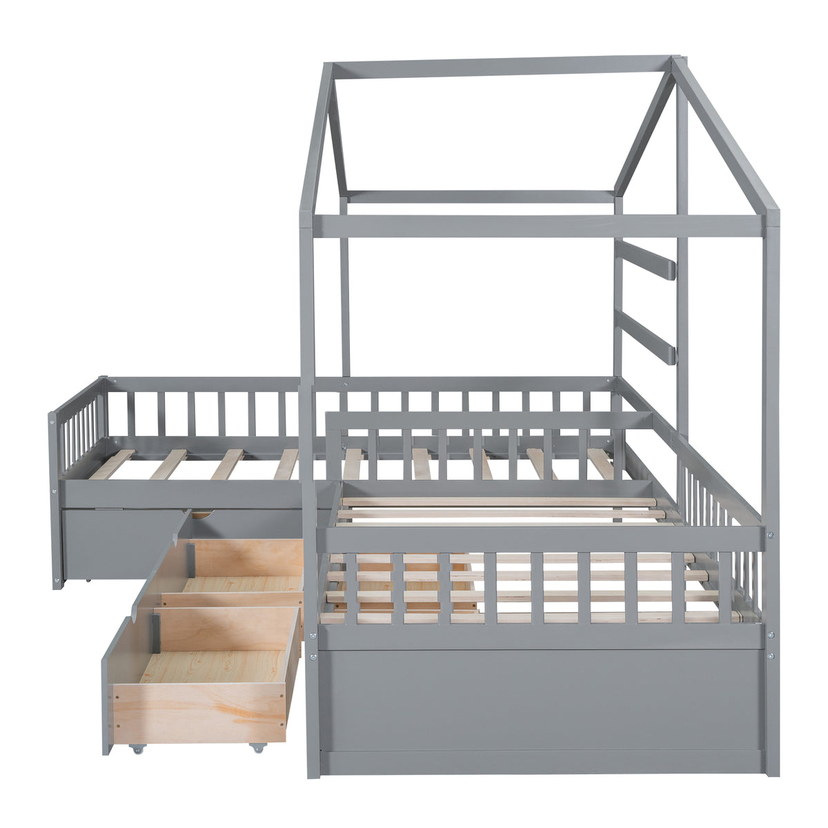 Twin House Bed Gray