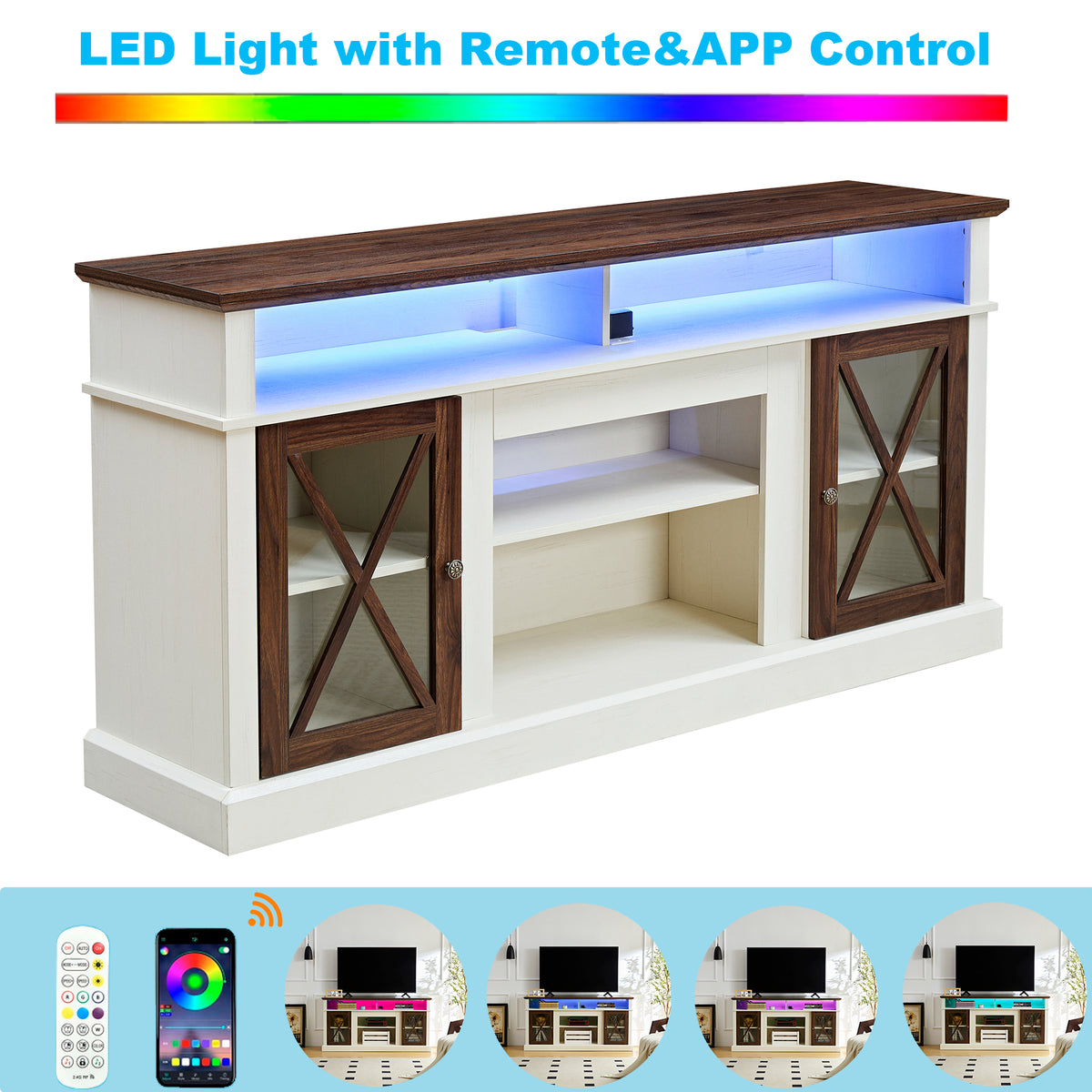 LED Farmhouse TV Console – 65/70/75”
