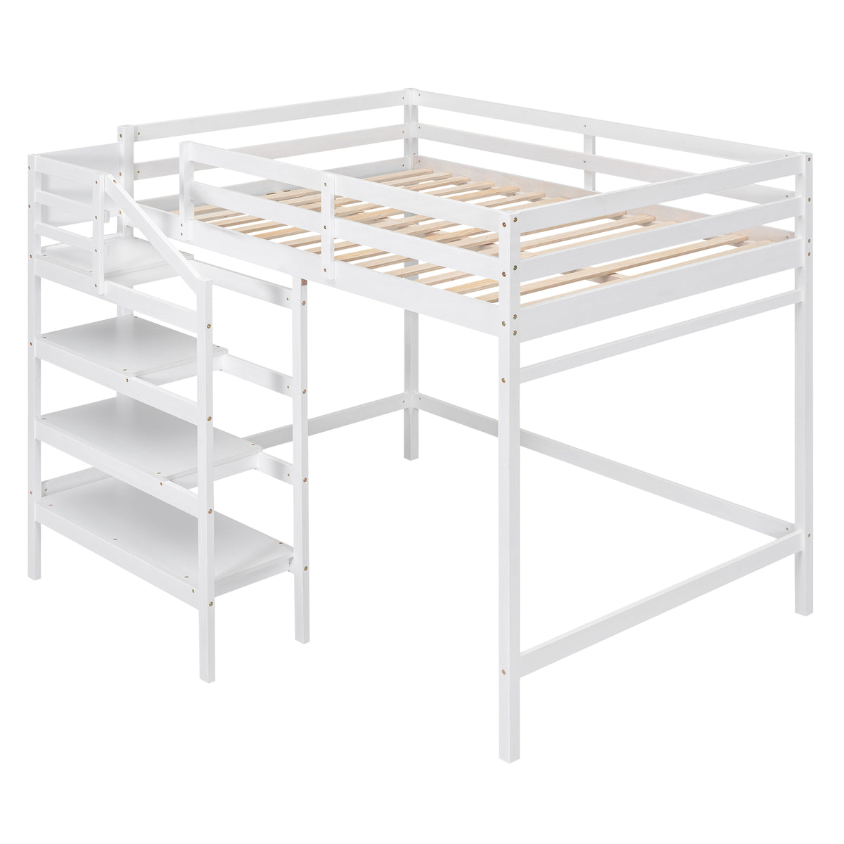 Full Loft Bed with Storage – White Finish