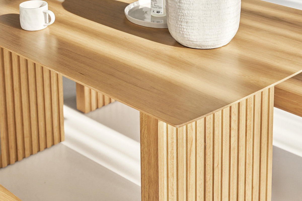 PLANK Modern 6-Seater Natural Oak Veneer Dining Table Solid Wood Legs