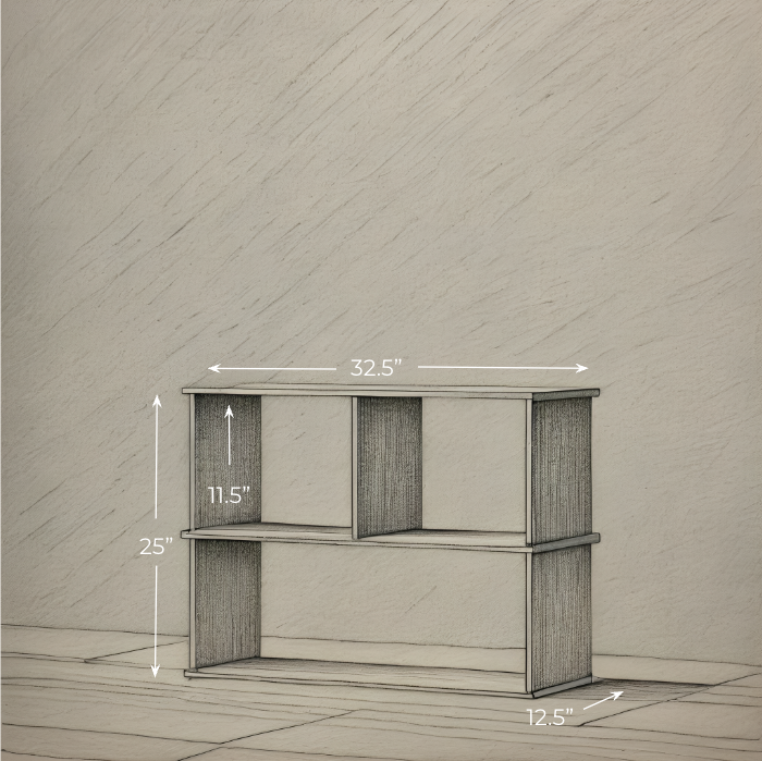 Console bookcase in walnut