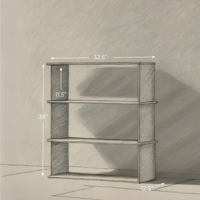 3 shelf bookcase in red oak