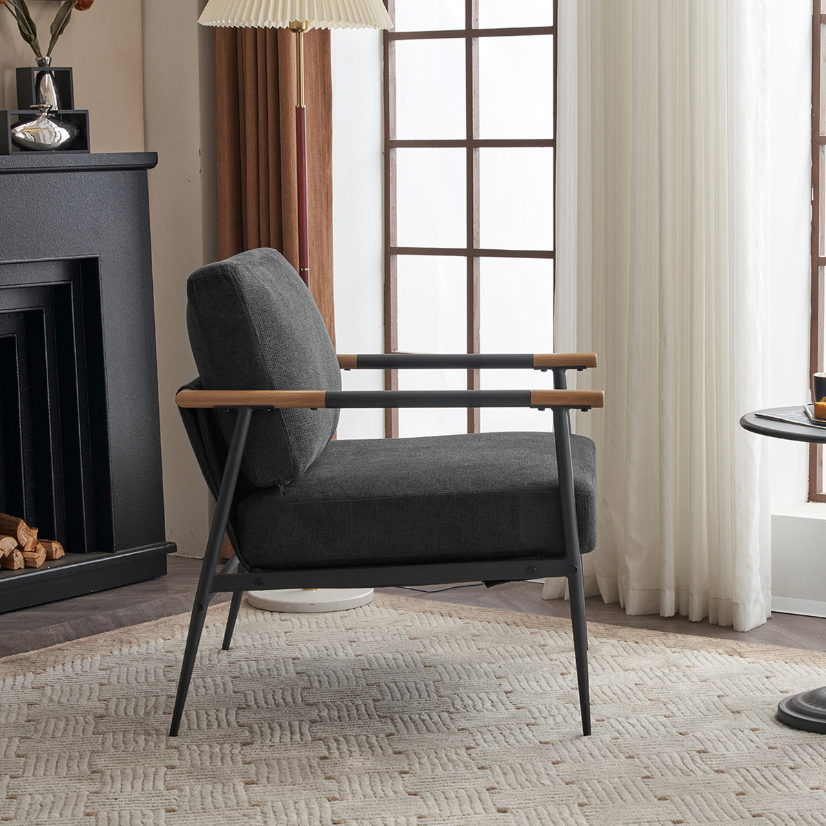 Leisure Lounge Armchair – Black Chenille