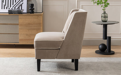 Velvet Wingback Accent Chair – Tan & Cream