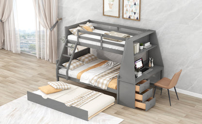 Full Bunk Bed with Desk Gray