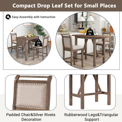3-Piece Counter Dining Set Brown