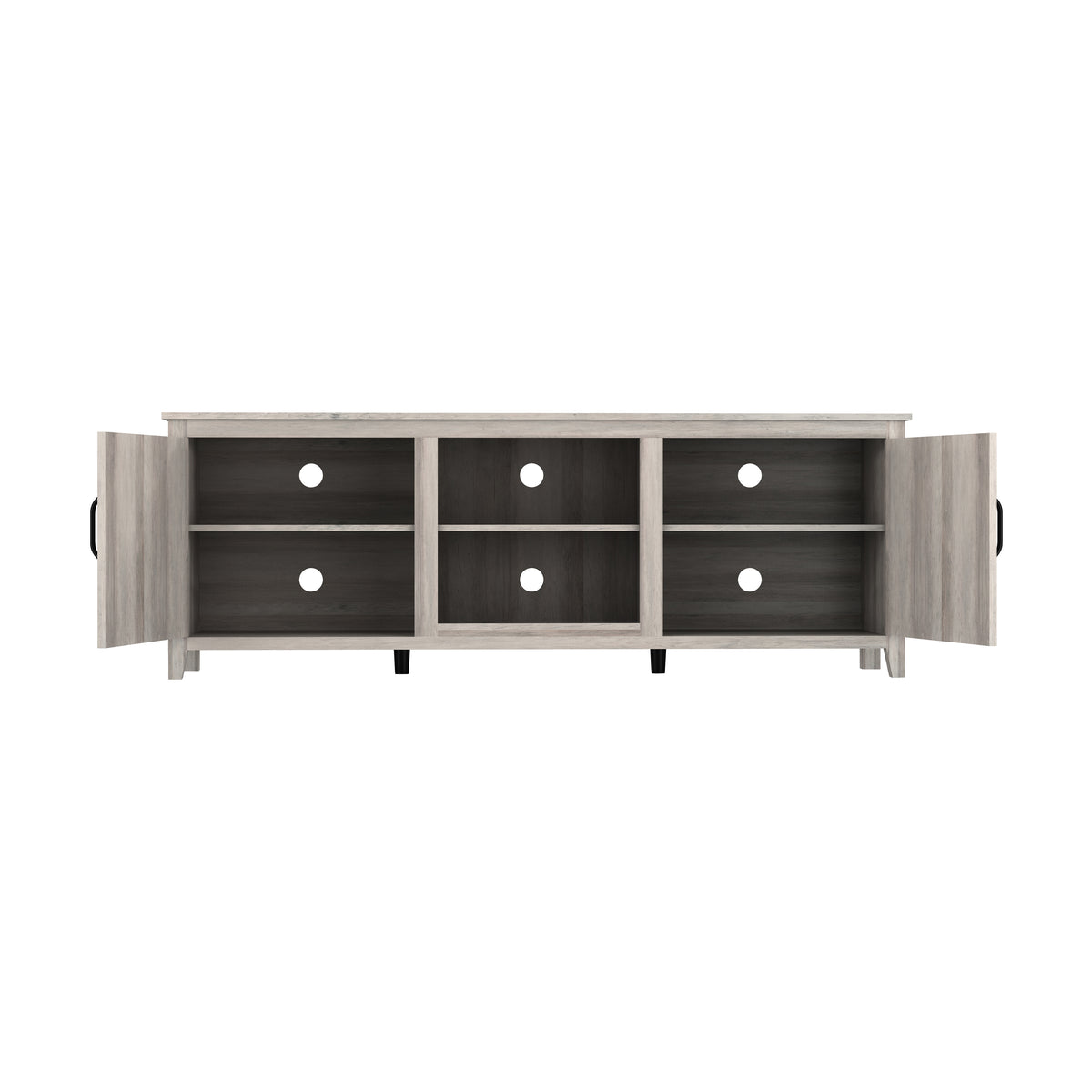 Grey Walnut TV Stand with Storage Cabinets and Media Shelf