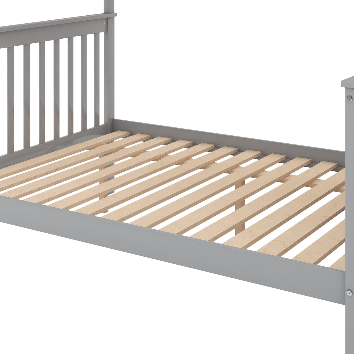 Twin Over Full Bunk Bed with Trundle Gray