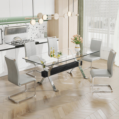 Glass Dining Table – Silver Metal Legs