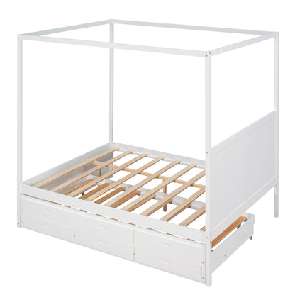 Queen Canopy Bed White