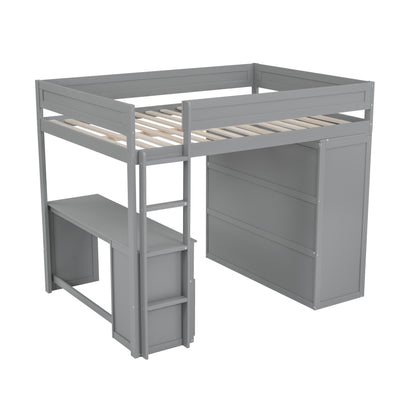 Full Loft Bed with Wardrobe Gray