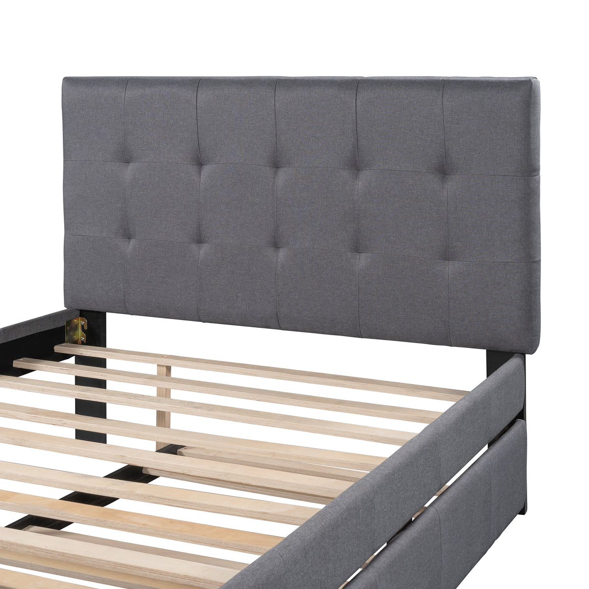 Linen Upholstered Bed with Trundle Full