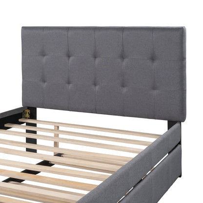 Linen Upholstered Bed with Trundle Full