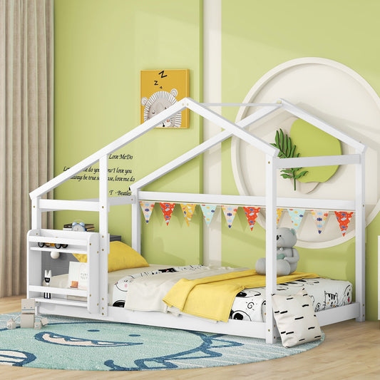 Twin Platform Bed White Finish