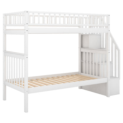 Twin Bunk Bed with Trundle White