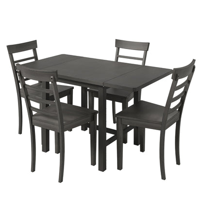 5-Piece Pendant Dining Set with Ladder Back Chairs