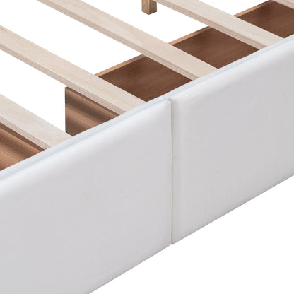 Upholstered Platform Bed Queen Linen