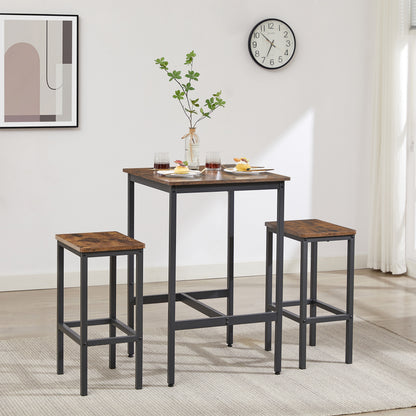 Rustic Bar Table Set with Chairs Brown