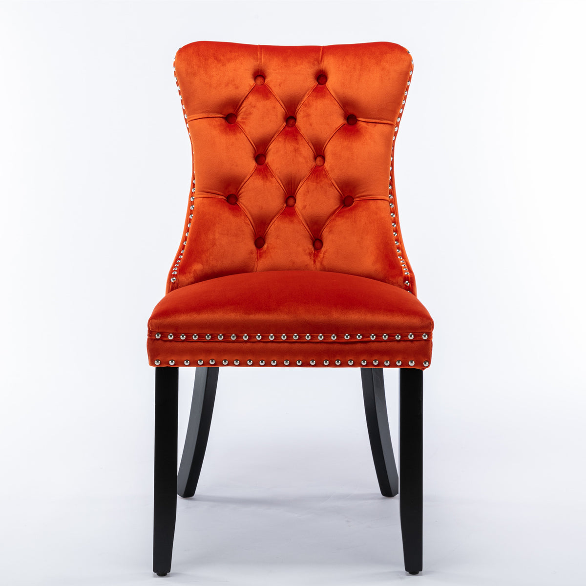 Nikki Tufted Linen Dining Chair Set (2 pcs) – Orange