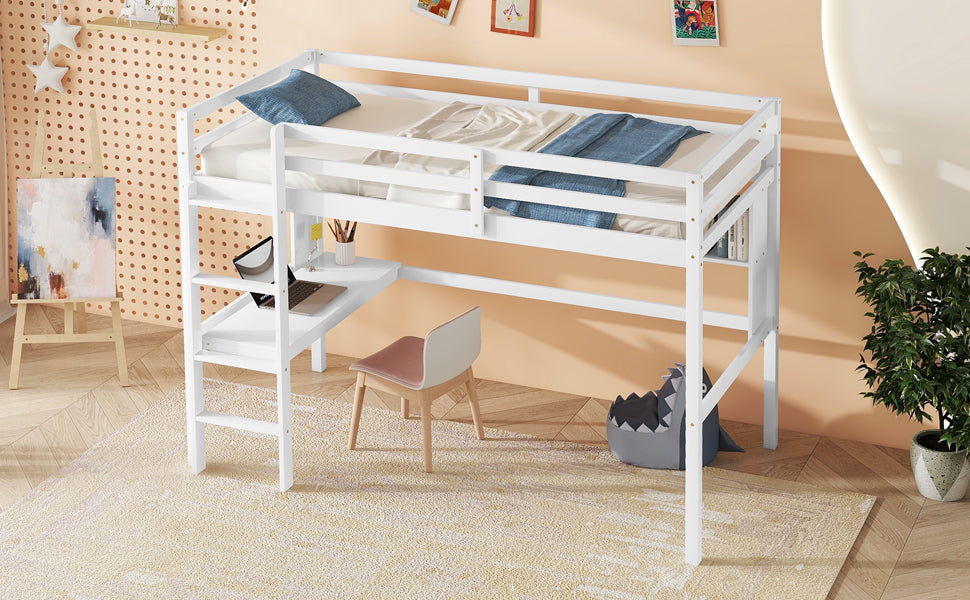 Twin Loft Bed White