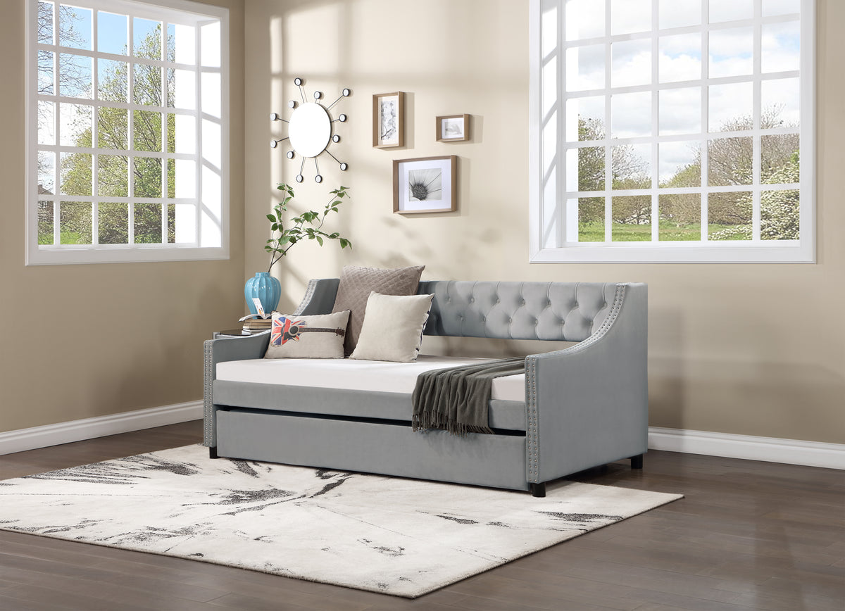 Tufted Twin Daybed with Trundle Beige