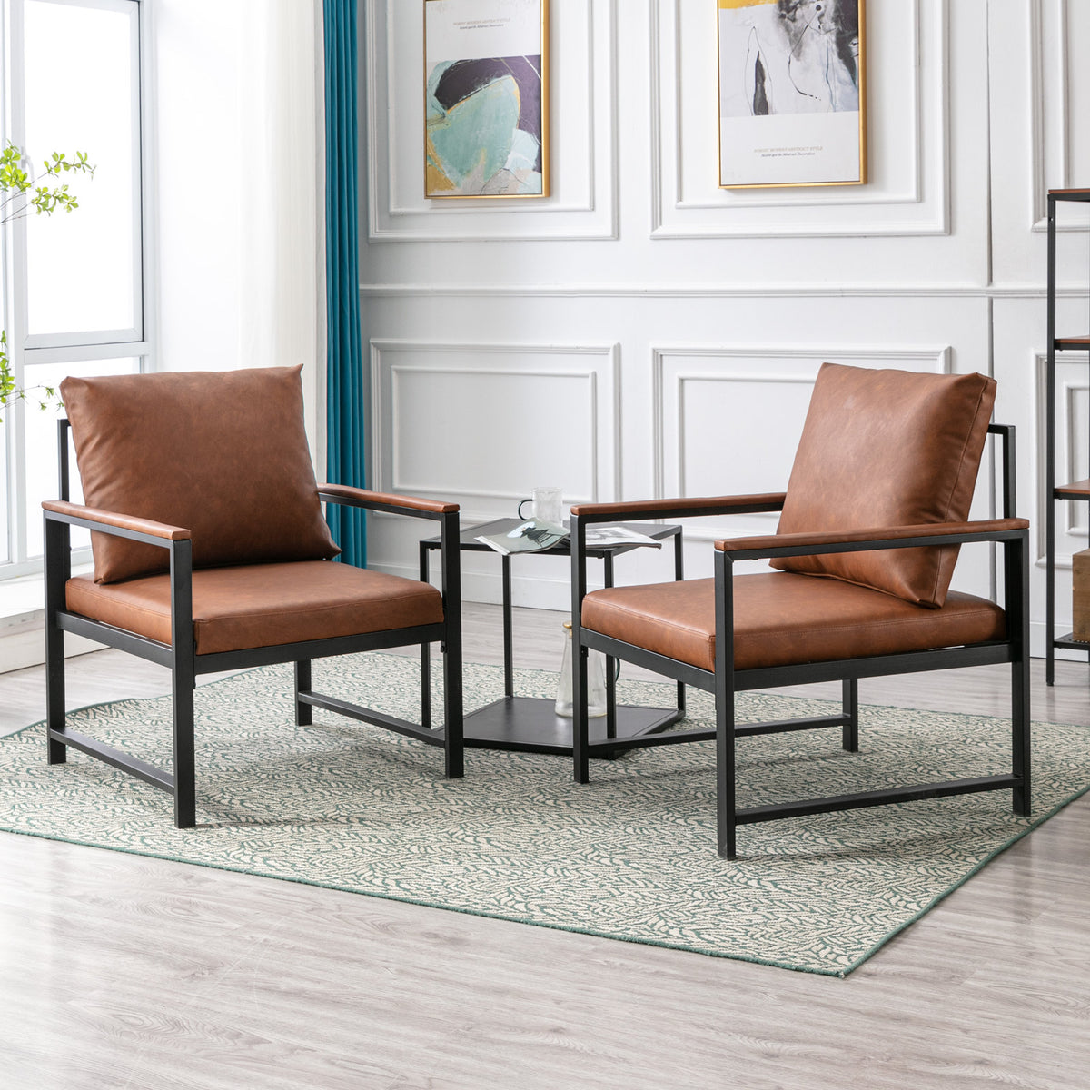Faux Leather Accent Chair – Burnt Orange