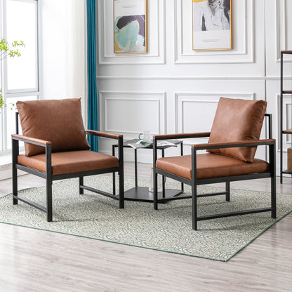 Faux Leather Accent Chair – Burnt Orange