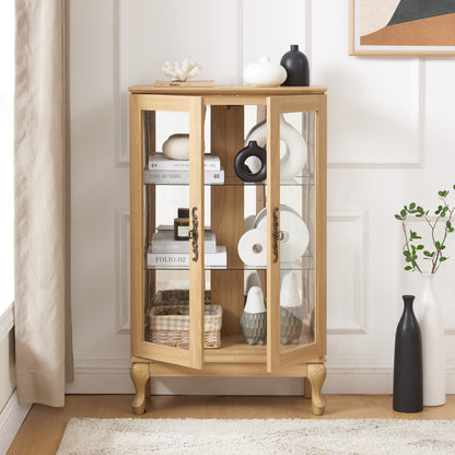 Dual Door Curio Display Cabinet with LED Light
