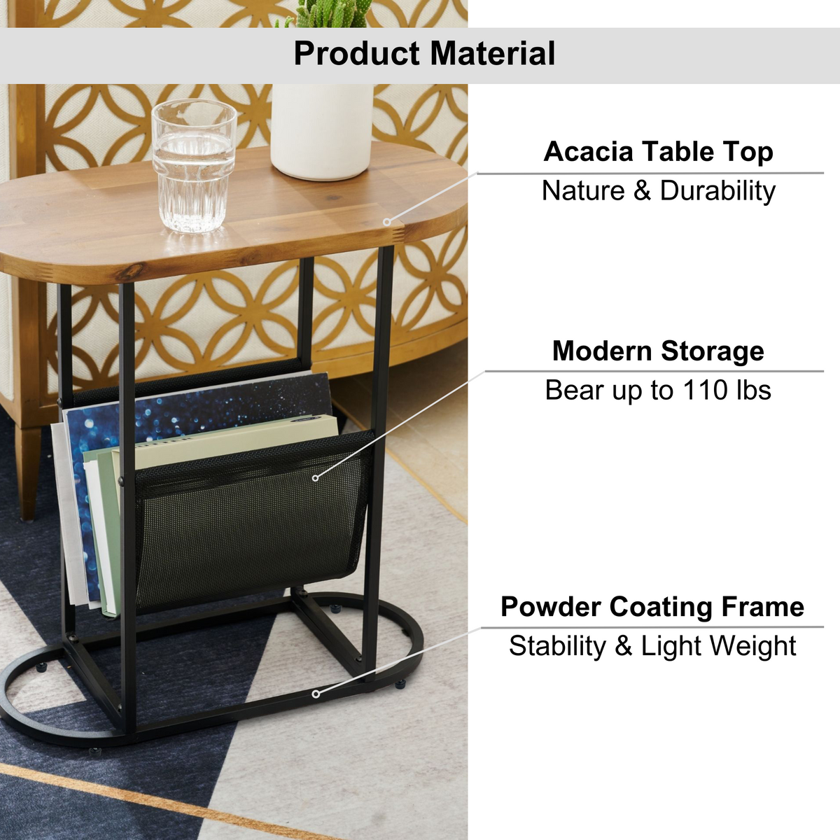 Acacia Wood Side Table Set (2 pcs)