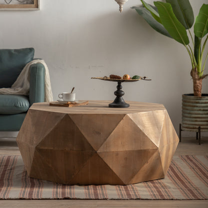Embossed Pattern Coffee Table – Natural MDF