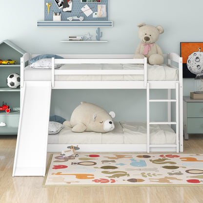 Twin Over Twin Bunk Bed with Slide White