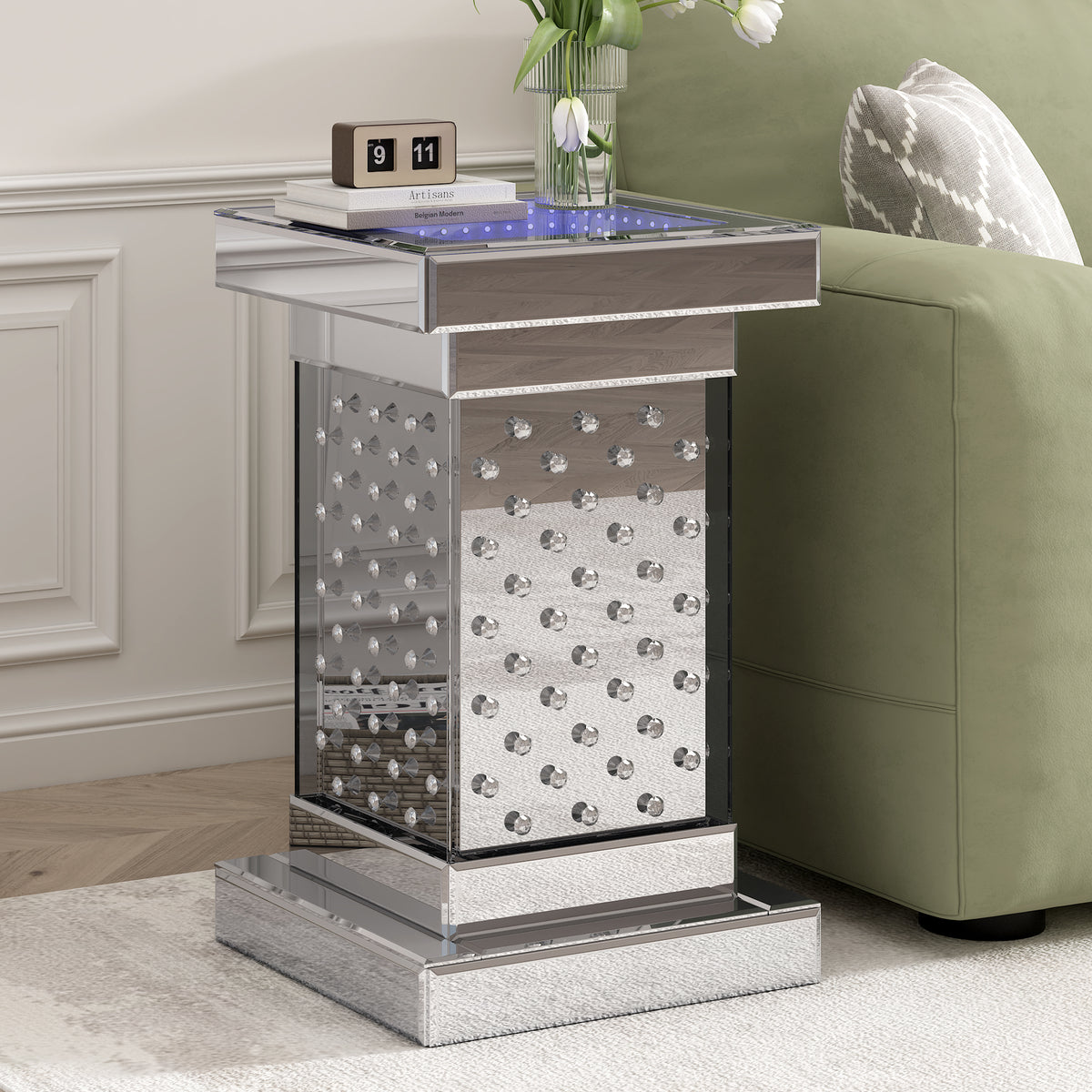 Crystal LED Side Table White
