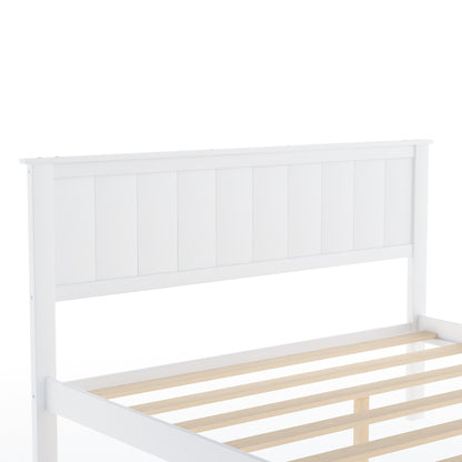 Full Platform Bed with Drawers White