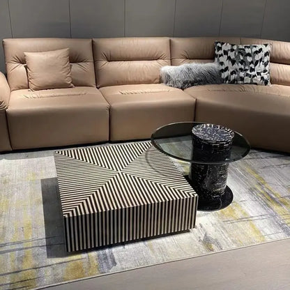 BT85 Modern Piano Stripe Nested Coffee Table Set with Storage