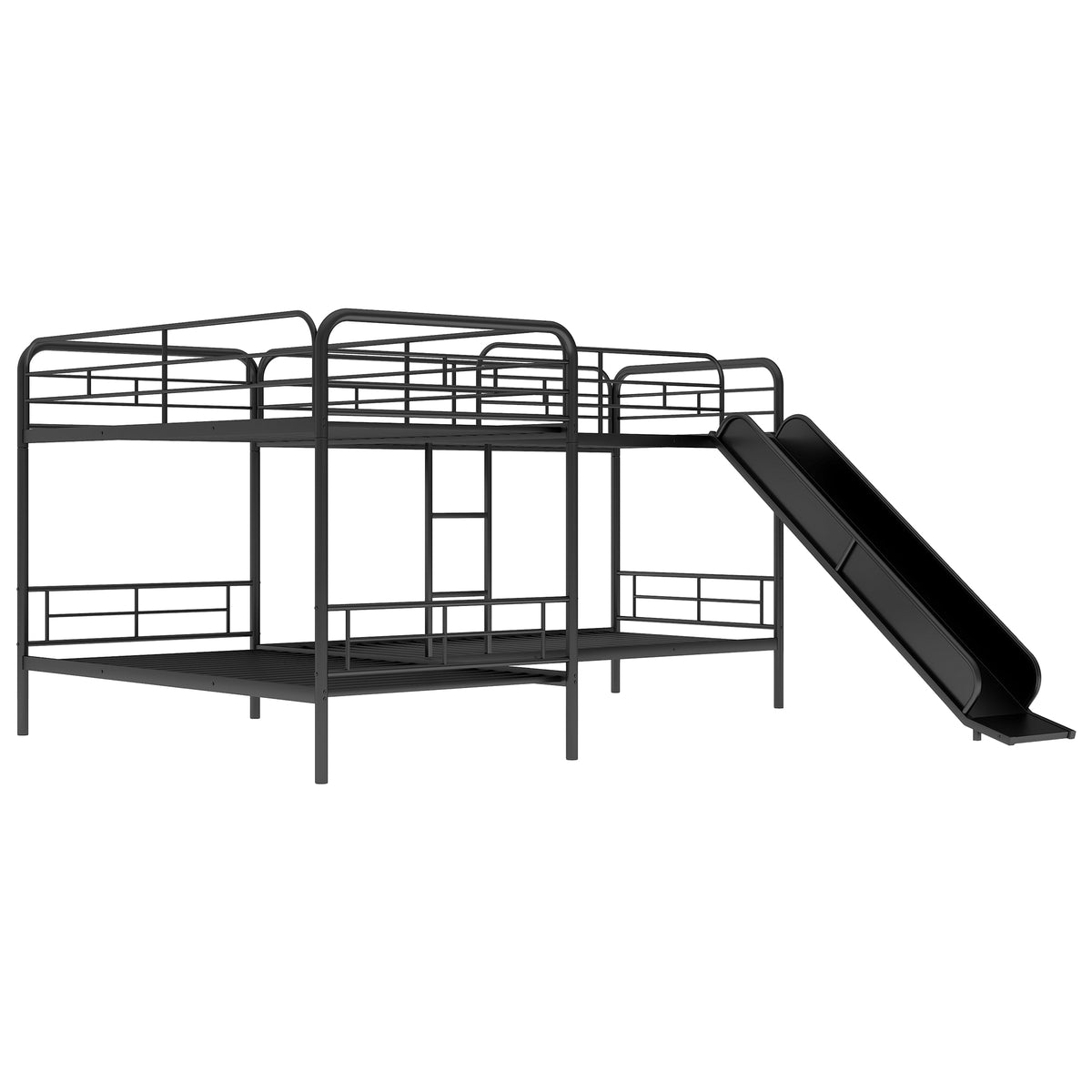 Twin L-Shaped Bunk Bed Black