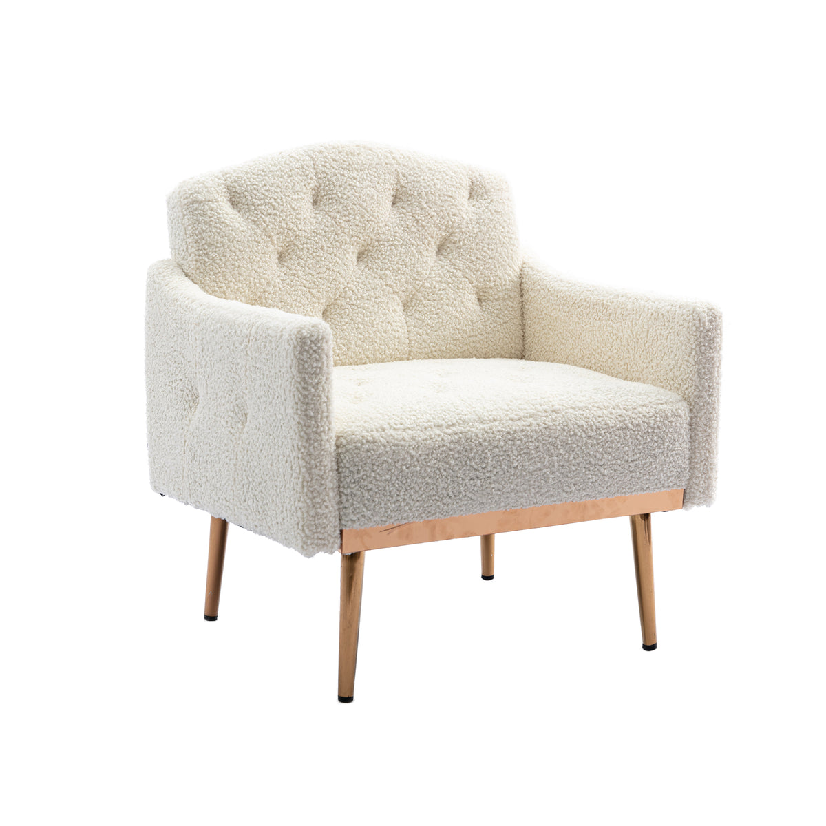 Teddy Armchair with Gold Legs – White