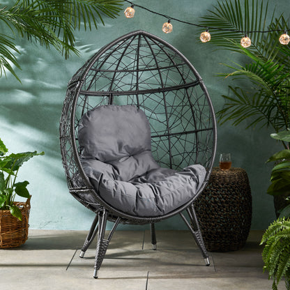 Gianni Teardrop Outdoor Dining Chair – PE Rattan & Iron with Cushion