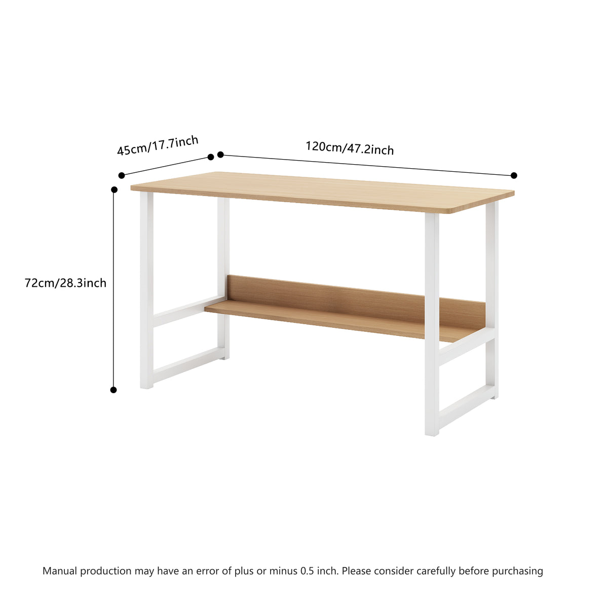 Compact Wooden Study Desk with Storage Shelf