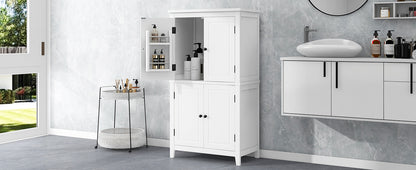 White Bathroom Floor Cabinet Adjustable Shelf