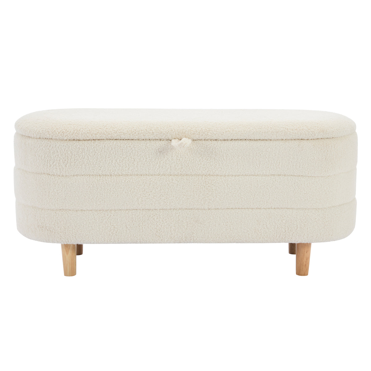 Sherpa Fabric Storage Ottoman Bench – White